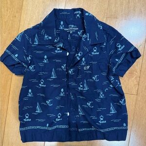 Vineyard Vines Navy Blue Short Sleeve Sailboat Print Shirt